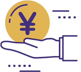 手のひらの円マークのボールを乗せたイラスト