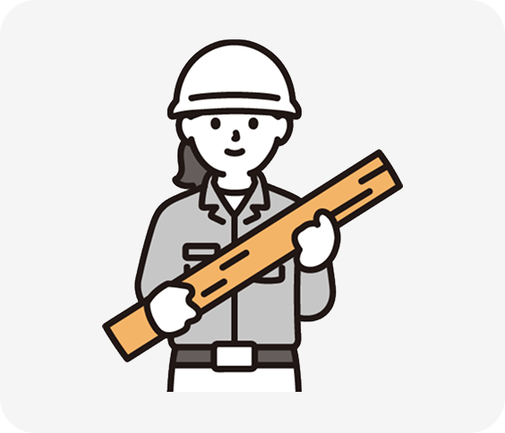 道具を持った女性作業員のイラスト